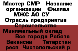 Мастер СМР › Название организации ­ Филиал МЖС АО СУ-155 › Отрасль предприятия ­ Строительство › Минимальный оклад ­ 35 000 - Все города Работа » Вакансии   . Татарстан респ.,Чистопольский р-н